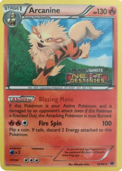 Arcanine - 12/99 (Prerelease), Black and White Promos 12/99