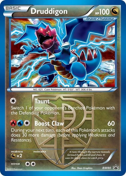 Druddigon (Team Plasma) - BW80 (Cosmos Holo), Black and White Promos BW80