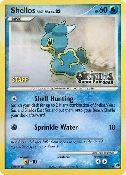 Shellos East Sea - 106/132 (Origins Game Fair 2008) [Staff], Nintendo Promos 106/132