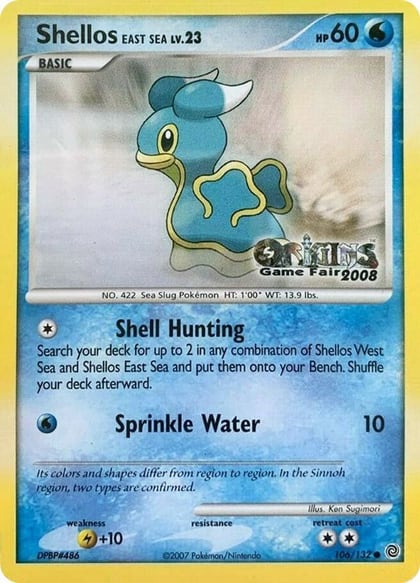 Shellos East Sea - 106/132 (Origins Game Fair 2008), Nintendo Promos 106/132