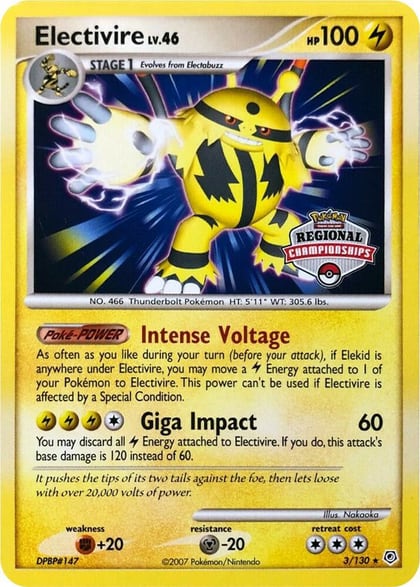 Electivire - 3/130 (Regional Championships), League & Championship Cards 003/130