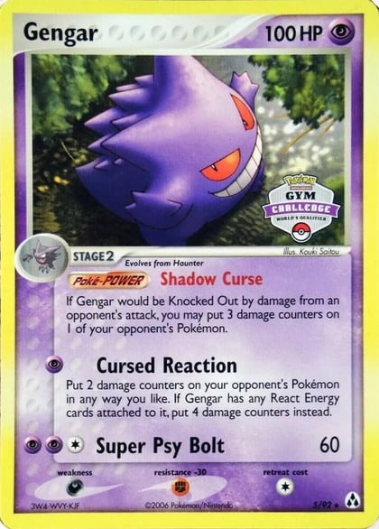 Gengar - 5/92 (Gym Challenge), League & Championship Cards 005/092