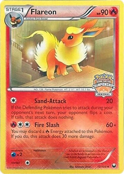 Flareon - 12/108 (Regional Championships), League & Championship Cards 012/108