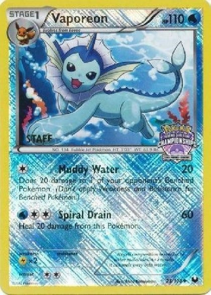 Vaporeon - 25/108 (State Championships) [Staff], League & Championship Cards 025/108