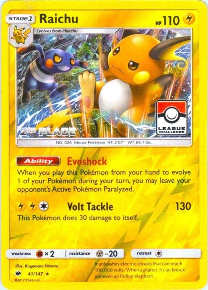 Raichu - 41/147 (League Challenge) [2nd Place], League & Championship Cards 041/147