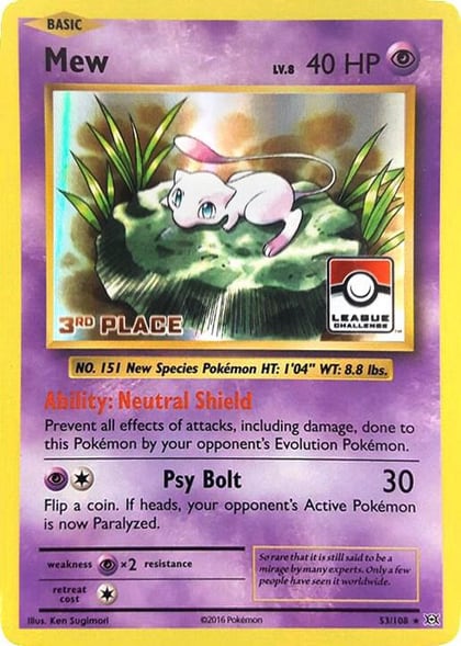Mew - 53/108 (League Challenge) [3rd Place], League & Championship Cards 053/108