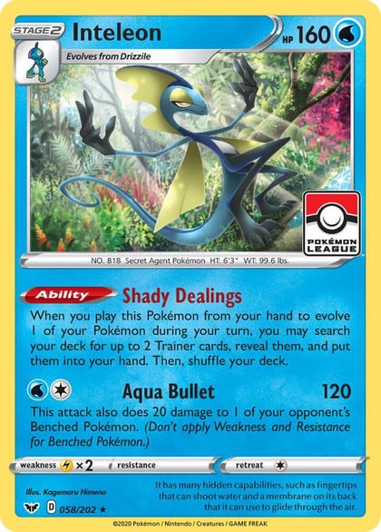 Inteleon - 058/202 (Pokemon League), League & Championship Cards 058/202