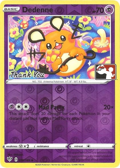 Dedenne - 78/189 (Pokemon League) [Thank You], League & Championship Cards 078/189