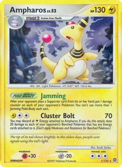 Ampharos - 1/132 (DP Secret Wonders), Deck Exclusives 001/132