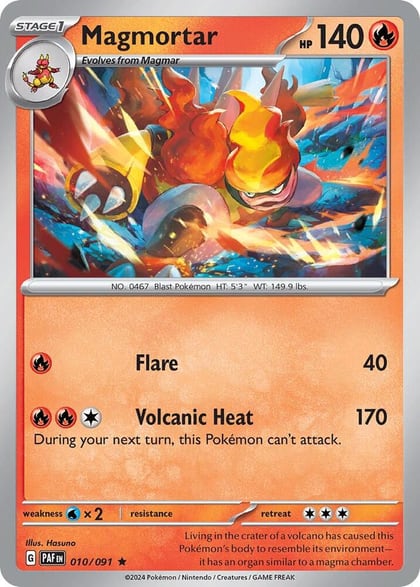 Magmortar - 010/091 (Paldean Fates), Deck Exclusives 010/091