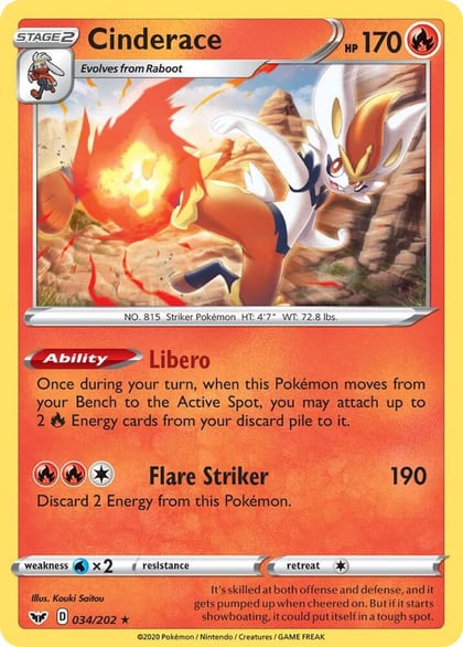 Cinderace - 034/202 (Non-Holo), Deck Exclusives 034/202