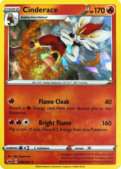 Cinderace - 036/202 (Cracked Ice Holo), Deck Exclusives 036/202