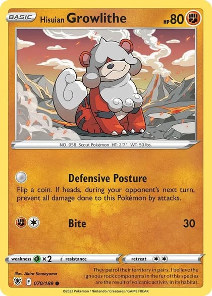 Hisuian Growlithe - 070/189 (Cosmos Holo), Deck Exclusives 070/189
