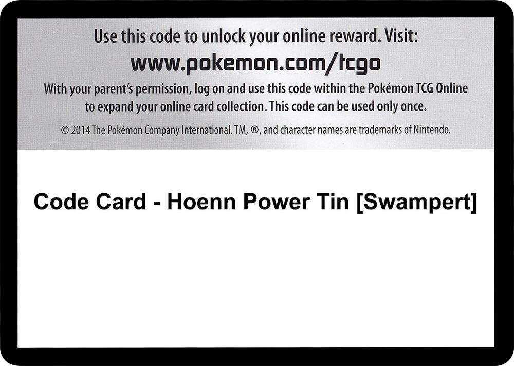 Code Card - Hoenn Power Tin [Swampert], XY - Roaring Skies P280463