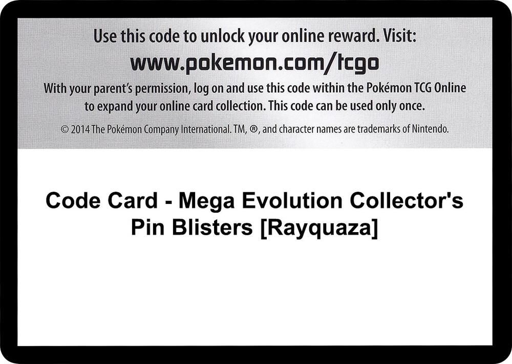 Code Card - Mega Evolution Collector's Pin Blisters [Rayquaza], XY - Roaring Skies P280466