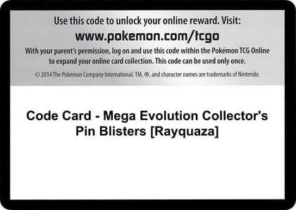 Code Card - Mega Evolution Collector's Pin Blisters [Rayquaza], XY - Roaring Skies P280466