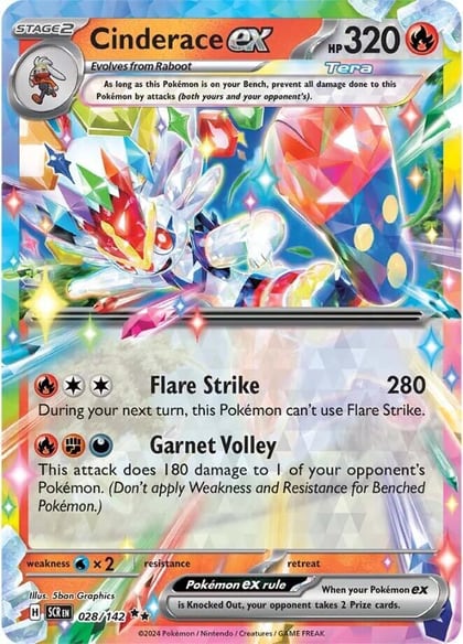 Cinderace ex - 028/142, SV07: Stellar Crown 028/142