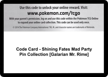 Code Card - Shining Fates Mad Party Pin Collection [Galarian Mr. Rime], Shining Fates P251540