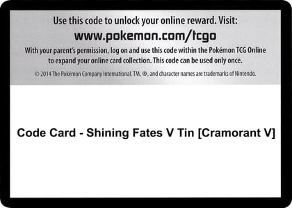 Code Card - Shining Fates V Tin [Cramorant V], Shining Fates P251546