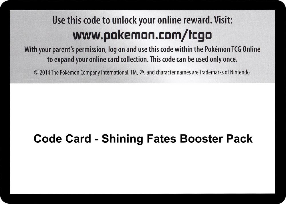 Code Card - Shining Fates Booster Pack, Shining Fates P256776