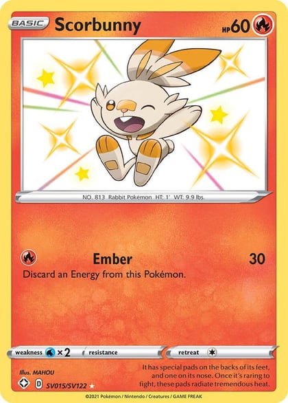 Scorbunny, Shining Fates: Shiny Vault SV015/SV122