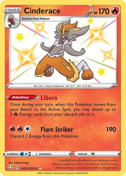 Cinderace, Shining Fates: Shiny Vault SV017/SV122