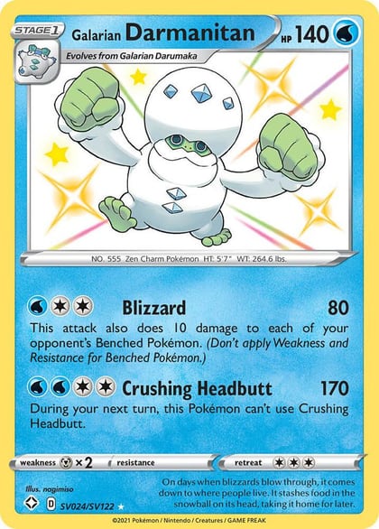 Galarian Darmanitan, Shining Fates: Shiny Vault SV024/SV122