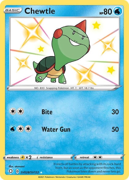 Chewtle, Shining Fates: Shiny Vault SV028/SV122