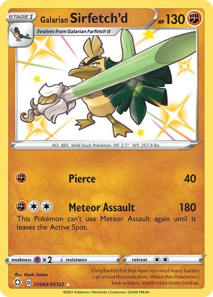 Galarian Sirfetch'd, Shining Fates: Shiny Vault SV064/SV122