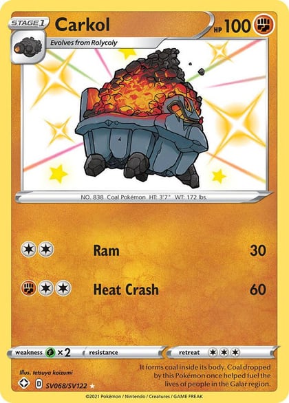 Carkol, Shining Fates: Shiny Vault SV068/SV122