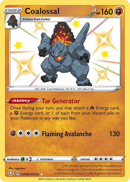 Coalossal, Shining Fates: Shiny Vault SV069/SV122