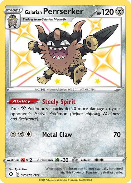 Galarian Perrserker, Shining Fates: Shiny Vault SV087/SV122