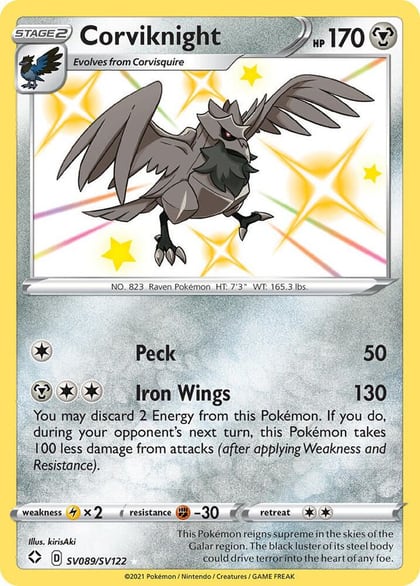 Corviknight, Shining Fates: Shiny Vault SV089/SV122