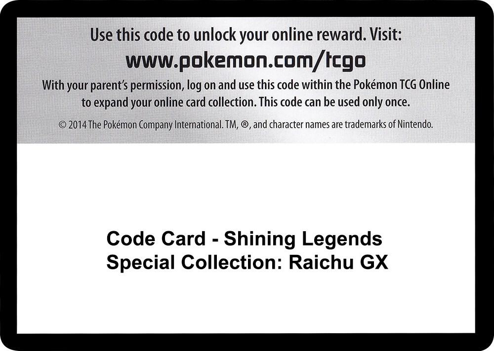 Code Card - Shining Legends Special Collection: Raichu GX, Shining Legends P257534