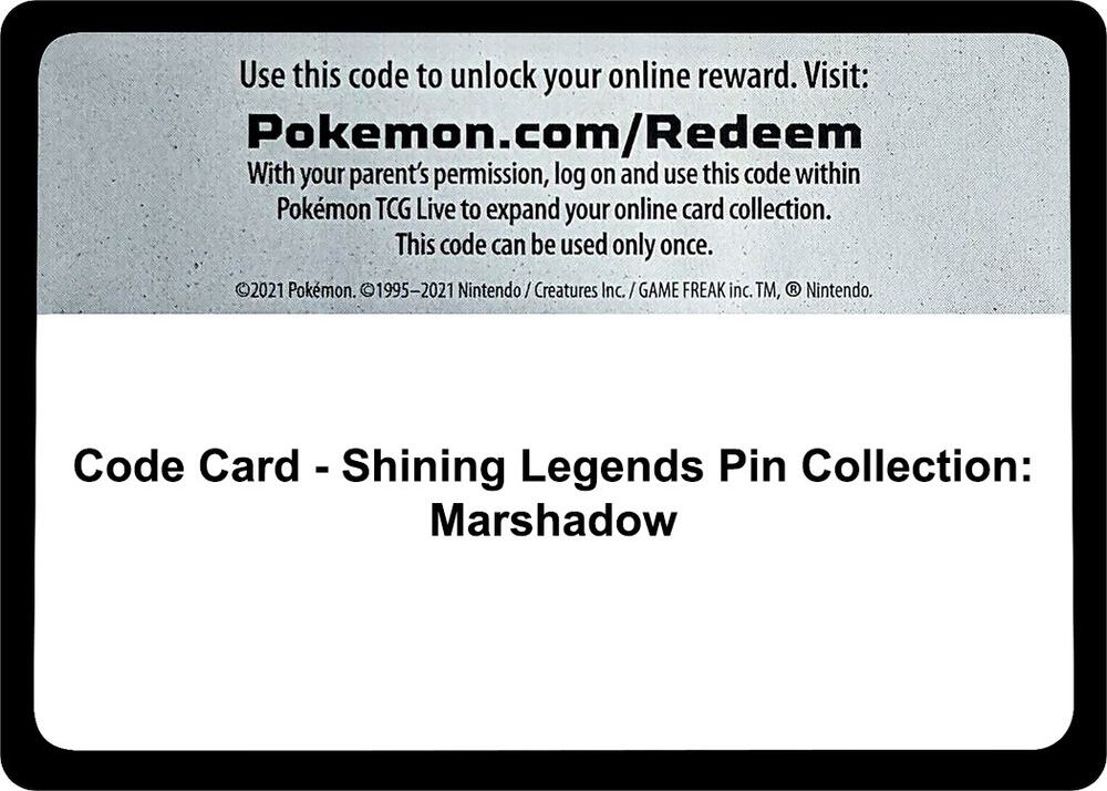 Code Card - Shining Legends Pin Collection: Marshadow, Shining Legends P483609