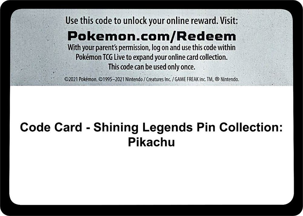 Code Card - Shining Legends Pin Collection: Pikachu, Shining Legends P483610