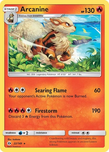 Arcanine, SM Base Set 22/149