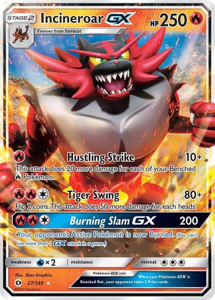 Incineroar GX, SM Base Set 27/149