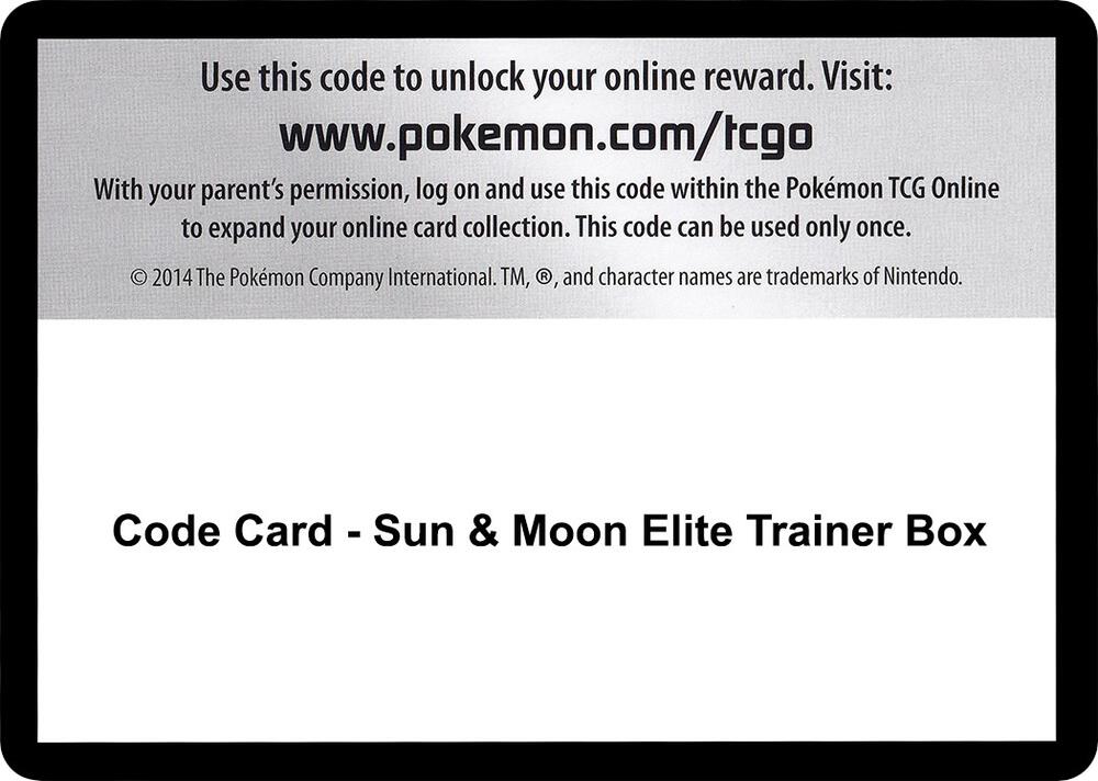 Code Card - Sun & Moon Elite Trainer Box, SM Base Set P279926
