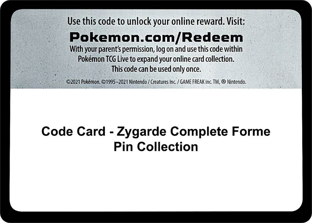 Code Card - Zygarde Complete Forme Pin Collection, SM Base Set P483605
