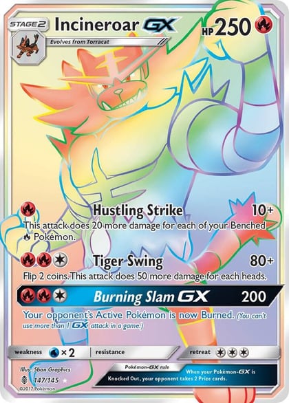 Incineroar GX (Secret), SM - Guardians Rising 147/145