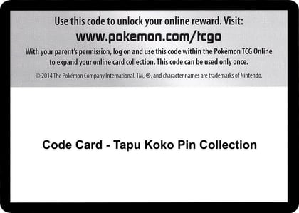 Code Card - Tapu Koko Pin Collection, SM - Guardians Rising P257544