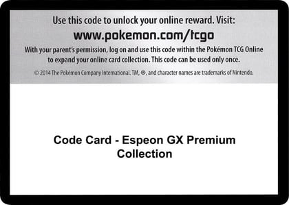 Code Card - Espeon GX Premium Collection, SM - Guardians Rising P266467