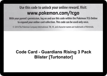 Code Card - Guardians Rising 3 Pack Blister [Turtonator], SM - Guardians Rising P266481