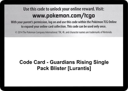 Code Card - Guardians Rising Single Pack Blister [Lurantis], SM - Guardians Rising P266486