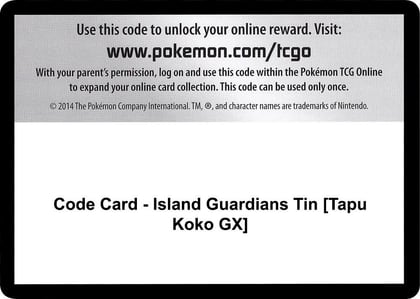 Code Card - Island Guardians Tin [Tapu Koko GX], SM - Guardians Rising P266493