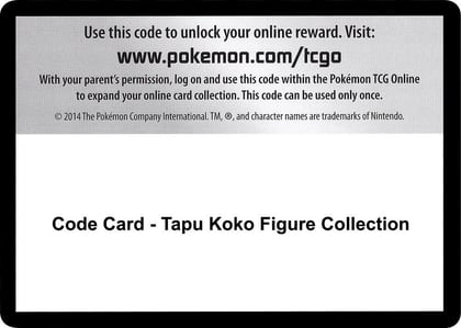 Code Card - Tapu Koko Figure Collection, SM - Guardians Rising P266541