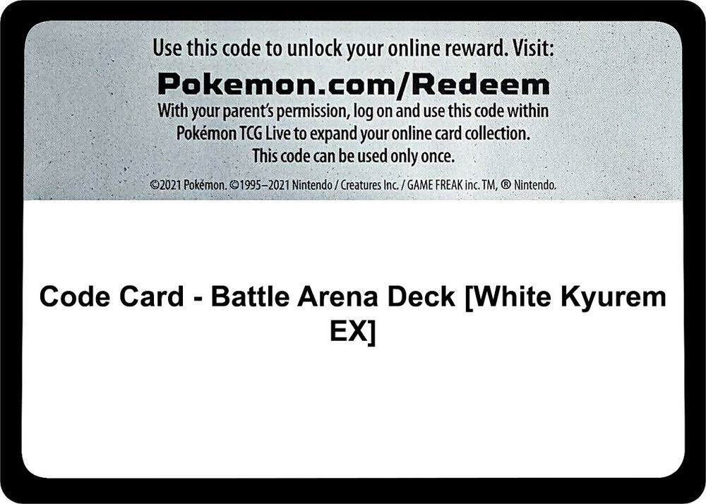 Code Card - Battle Arena Deck [White Kyurem EX], SM - Guardians Rising P453428
