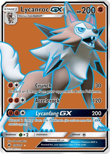 Lycanroc GX (Full Art), SM - Burning Shadows 136/147
