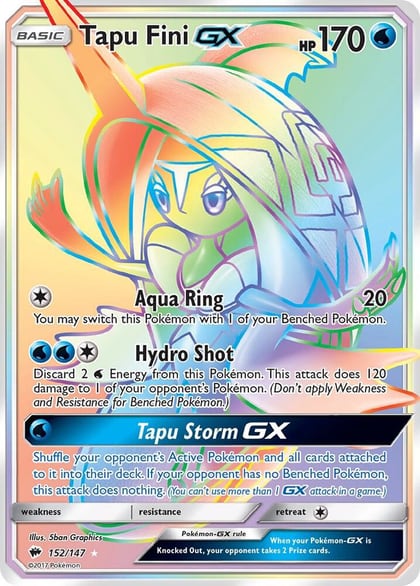 Tapu Fini GX (Secret), SM - Burning Shadows 152/147